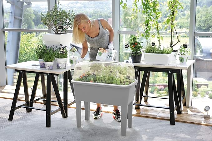 Zanvic Modern Grey Indoor 52L Rectangular Raised Bed Planter
