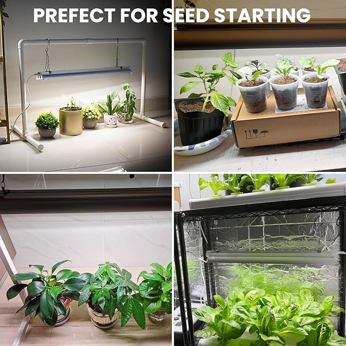 Wolezek Grow Lights for Seed Starting with Stand 2ft T5 144 LEDs Full Spectrum Seedling Grow Light for Indoor Plants 32W High Output Seed Starter Light Kit Height Adjustable ON-Off Switch