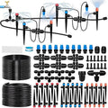 230FT Drip Irrigation System for Garden with 40 Nozzles &amp Emitters Garden Watering System with 1/2 &amp 1/4 Tube and Barbed Fittings - Adjustable Sprinklers Kit for Greenhouse Lawn Raised Be