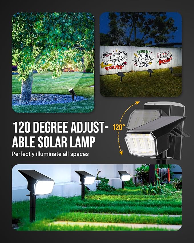 GIGALUMI Solar Spot Lights Outdoor Waterproof 10 Pack Cool White IP65 63 LED 3 Lighting Modes Spotlights for Pathway GardenYard House Garage