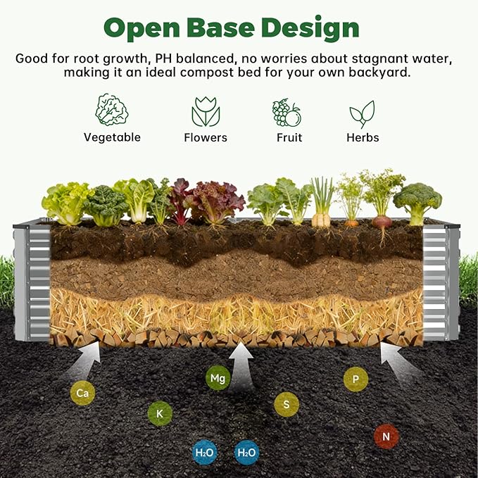 8x4x2 ft Raised Garden Bed Large Metal Planter Raised Beds Planters for Outdoor Plants for Vegetables Flowers Herbs Fruits and Succulents.