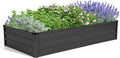 NUU GARDEN 6x3x1ft Rectangular Galvanized Raised Garden Bed for Gardening Elevated Planting Metal Planter Box Outdoor Patio Planting Bed for Vegetables Flowers Herb Dark Gray