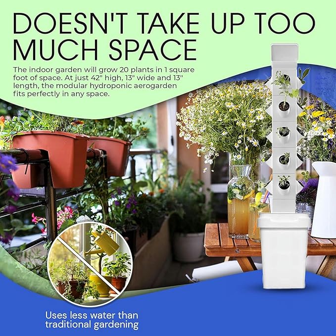 Garden Hydroponic Growing System Vertical Tower - Vegetable Plant Tower Gardening Lover - Automate Aeroponics Mini Indoor Outdoor Home Grow Herb 20Plants/1pc