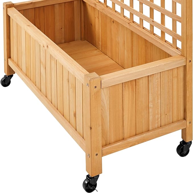 Topeakmart Garden Flower Box for Vine Climbing Plants Standing Vertical Planter Box Wooden Raised Plant Bed Vertical Garden Planter Bed for Yard/Patio/Backyard