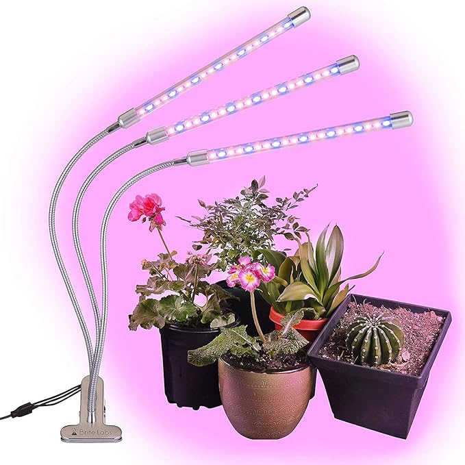 Silver Three-Head Clip-Type Plant Light Full-Spectrum Plant Growth Light can be timed dimming and Long Fill Light