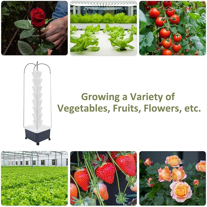 Hydroponic Growing System 40-Hole Smart Hydroponic Tower w/LED Grow Lights Indoor Hydroponic Garden Herb Grow Kit for Short TomatoPepperCucumber Can Plant 40 Seeds White