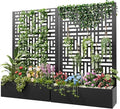 Metal Planter with Trellis Metal Raised Garden Bed 70 x 43.3 x 16 Planter Box with Trellis Privacy Screen Planter Box for Climbing Plants Flowers Vegetables Fruits (2)