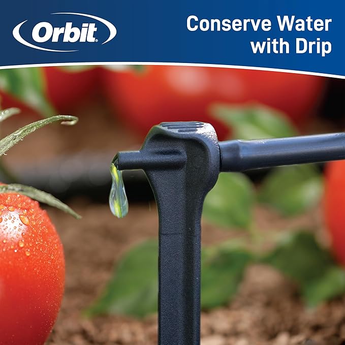 Orbit 91944 Tomato Garden Drip Irrigation System - Complete 10-Plant Watering Kit with Push-Connect Fittings Water-Saving Design for Vegetables &amp Garden Boxes
