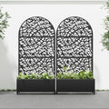 Casaphoria 72x35 Metal Raised Garden Bed with Trellis(2 Pack) Outdoor Planter Box with Wheels &amp Drainage Holes for Climbing Plants Elevated Garden Kit with Privacy Screen Black-Net Arched