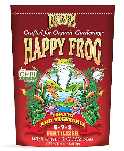 FoxFarm Happy Frog Tomato &amp Vegetable Fertilizer - Organic Vegetable Fertilizer for Vigorous Feeders 5-7-3 Blend with Calcium &amp Mycorrhizal Fungi Supports Abundant Fruit &amp Disease Resist