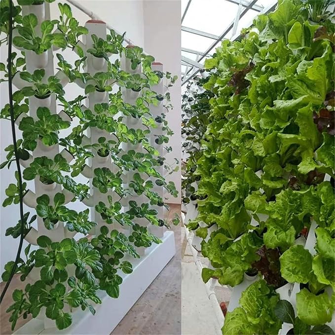 Vertical Grow Tower Hydroponics Growing System 64 Holes 8 Layers Soilless Cultivation Growing System with Pump and Timer for Fruits Vegetables A//1pc