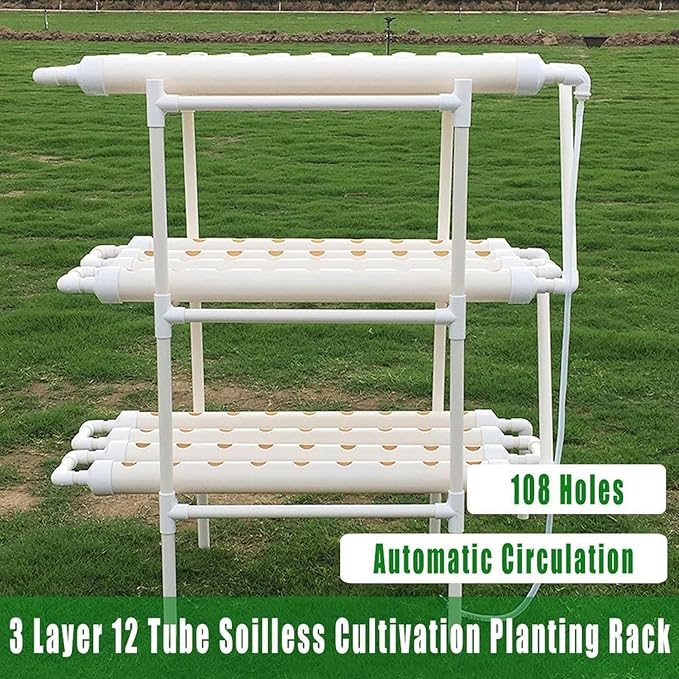 Hydroponics Growing SystemIndoor Garden System with Water Pump Planting Baskets and Sponge Pump Timer Water Hose Manual Indoor Hydroponics Growing System