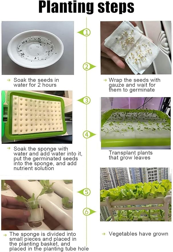 4 Layers 108 Plant Sites Hydroponic Growing System Home Indoor Planting Kit with Water Pump Pump Timer &amp Pulley Foot Hydroponic Grow Kit for Leafy Vegetables-//