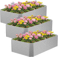 3 Pcs 6 x 3 FT Galvanized Steel Raised Garden Bed – Extra Wide Metal Planter Box for Vegetables Herbs &amp Flowers Perfect for Backyard and Patio Gardening