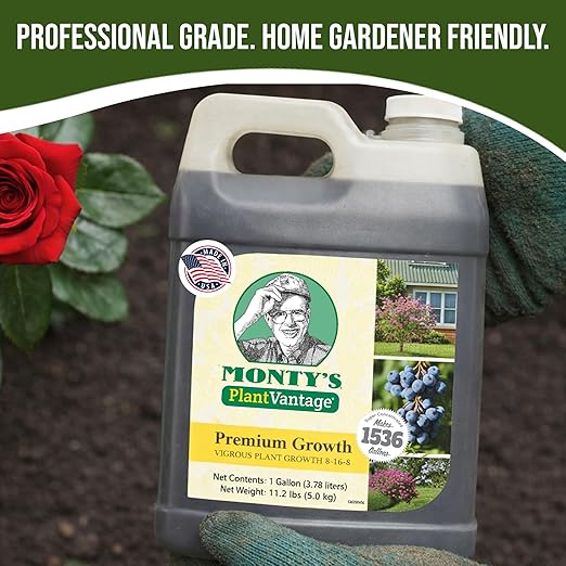 PlantVantage Premium Growth Liquid Plant Food - Liquid Fertilizer for Stronger Stems &amp Larger Leaves NPK Fertilizer (8-16-8) with Zinc &amp Iron Foliar Spray for Trees Shrubs &amp Flower Boos
