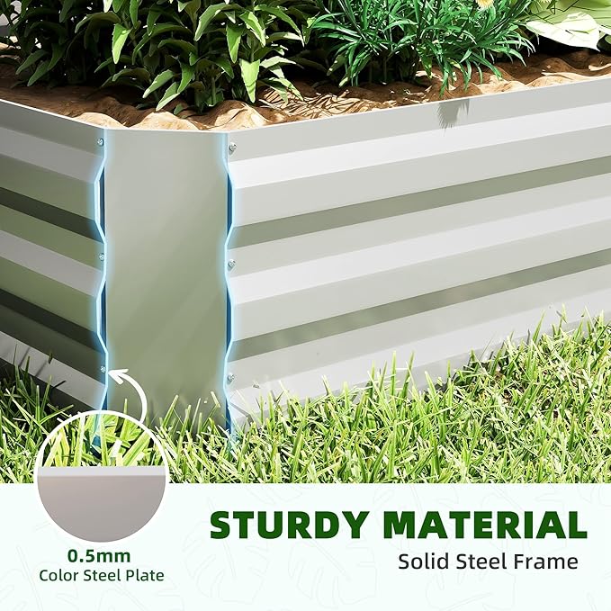 Outsunny 4 x 3 x 3ft Raised Garden Bed with Mini Greenhouse Galvanized Raised Garden Bed with Cover for Herbs and Vegetables Small Greenhouse for Patio Garden Balcony Green