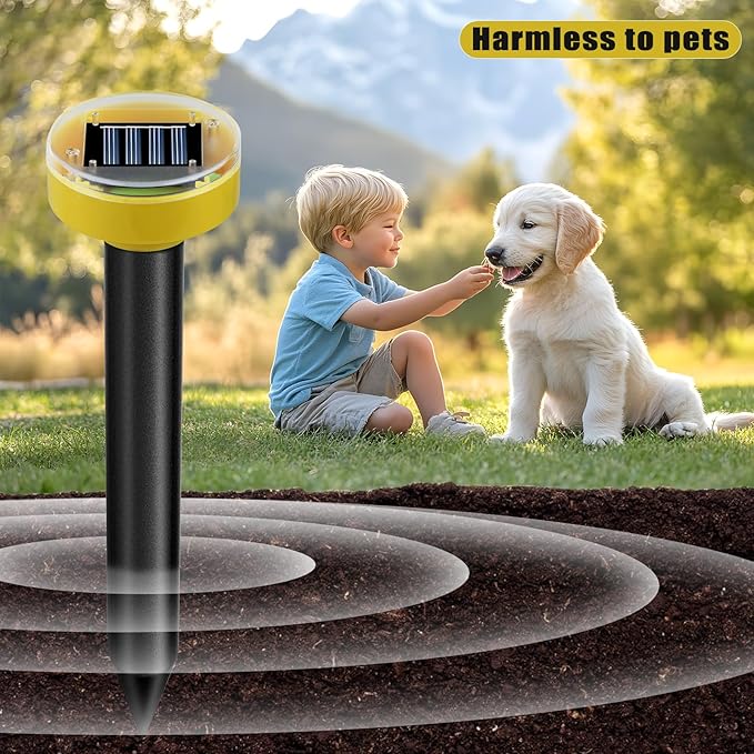 10 Pack Solar Powered Snake Repellent for Yard Ultrasonic Mole Repellent Gopher Repeller Sonic Mole Deterrent Spikes Snake Gopher Mole Vole Repellent Outdoor for Lawn Garden &amp Yard