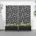 Casaphoria 72x35 Metal Raised Garden Bed with Trellis(2 Pack) Outdoor Planter Box with Wheels &amp Drainage Holes for Climbing Plants Flowers Elevated Garden Kit with Privacy Screen Black-Geral