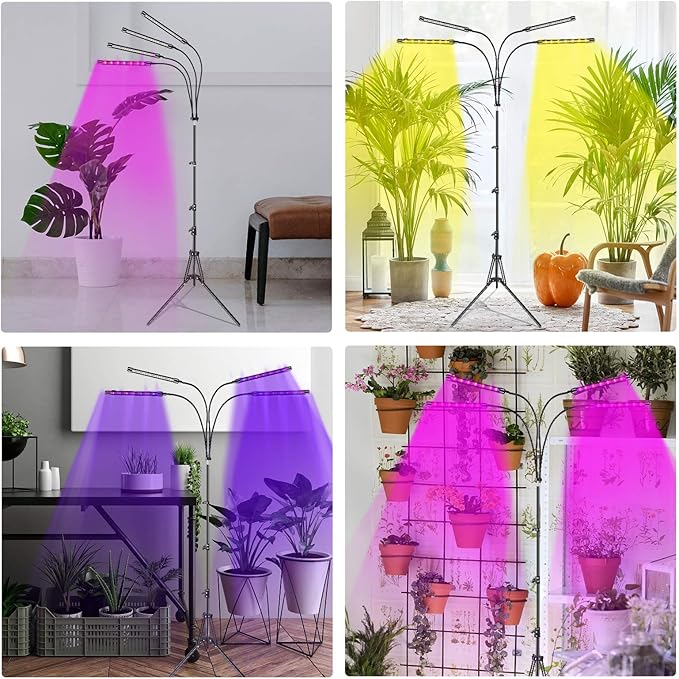 Plant Grow Lights for Indoor Plants Full Spectrum LED Floor Plant Lights for Indoor Growing with Adjustable Stand (14-63) Indoor Plant Grow Lamp with Timer Auto On/Off for House Plants
