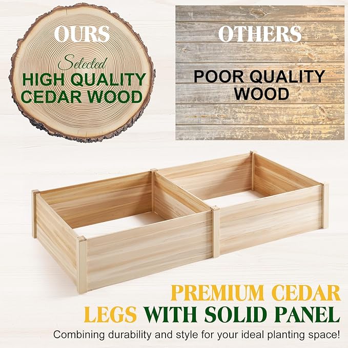 SPECRAFT 8x4 Ft Wood Raised Garden Bed Durable 15 Inch Depth Planter Box for Vegetables Herbs and Flowers Ideal for Outdoor Gardening with Open Base