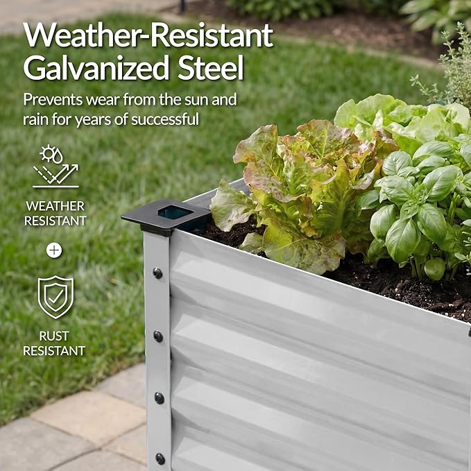 Best Choice Products 48x24x30in Galvanized Raised Garden Bed Metal Elevated Planter Box Vegetable Garden for Backyard Patio Balcony - Silver