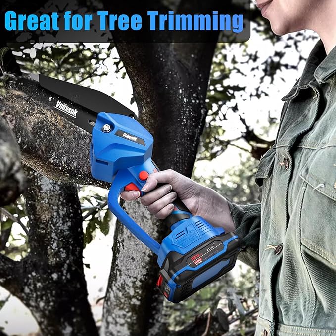 Chainsaw 6 Inch Mini Electric Chain Saw Cordless Battery PoweredHand Held Saw Pruning Shears Chain for Tree BranchesCourtyardHousehold and Garden Gifts for Men Dad Husband Women
