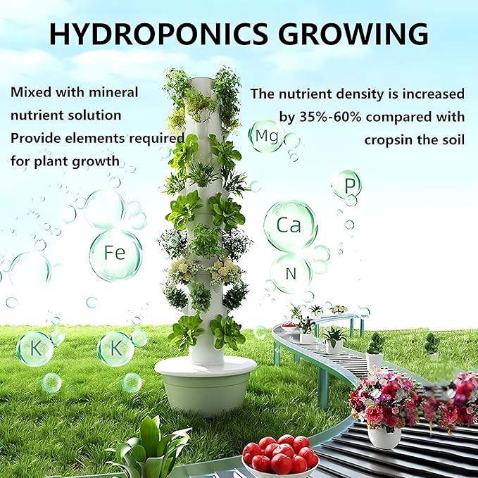 Hydroponic Growing System Kit Hydroponic Garden Tower with Pump System and Plant Climbing Frame Indoor Vertical Hydroponic Garden Tower for Gardening Lover 5Layer