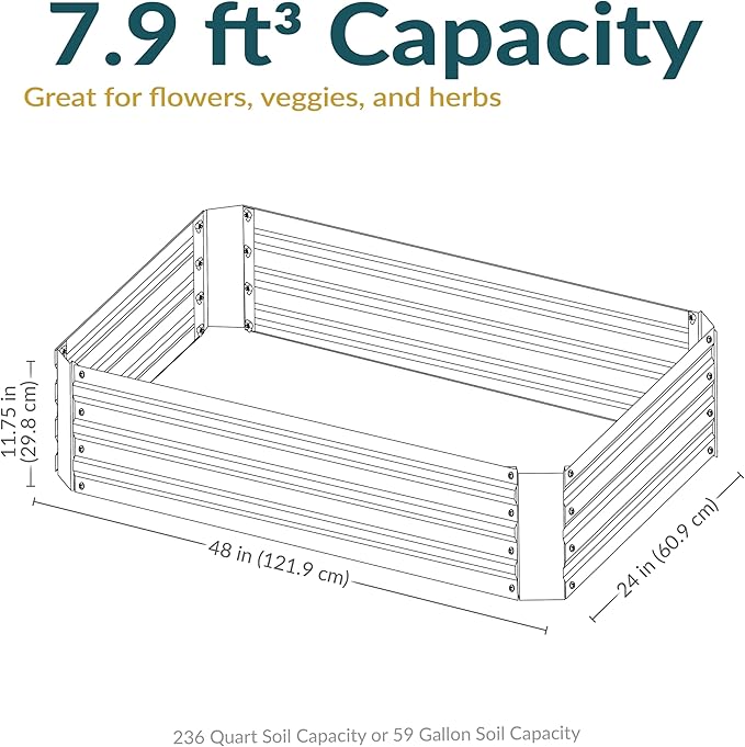 Sunnydaze 48-Inch Galvanized Steel Raised Garden Beds - Rectangle Planter for Vegetables and Flowers - Woodgrain - Set of 2