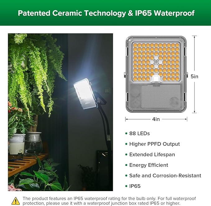 SANSI Grow Lights for Indoor Plants Dimmable 45W Plant Lights for Indoor Growing 88 LEDs Full Spectrum Plant Grow Light Adjustable Tripod Stand 33-58 Inches Auto On/Off Timer with Remote Control