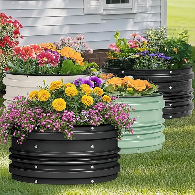 WORKPRO 3PK 2x2x1ft Outdoor Galvanized Raised Garden Bed Kit Rust &amp Corrosion Protection Easy Assembly Safe Edge Ideal for Vegetables &amp Flowers Black
