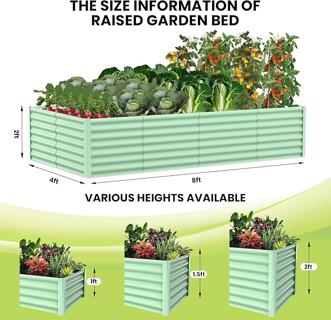 Elevated Metal Garden Bed Outdoor Raised Planter Box for Vegetables Flowers and Plants Rectangular Design for Backyard Gardening