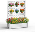 43.43×18.27×59.29IN Resin Planter Raised Beds with SteelsRaised Garden Bed Outdoor Waterproof &amp UV ResistantElevated Garden Beds for BackyardPatio &amp Balcony(Ashen)