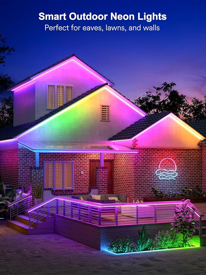 ANGELHALO Outdoor Neon Rope Lights 32.8ft Smart Landscape Spotlights 6 Pack