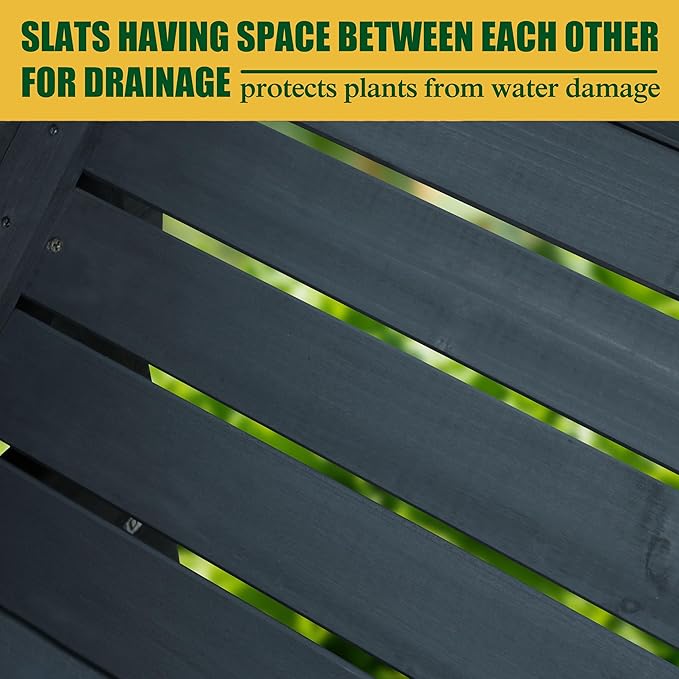 BlueWish Cedar Raised Garden Bed 28.5 H Raised Garden Bed with 837 lbs Capacity Detachable Liner Planter Box for Gardening Vegetable Flower Hub Grey
