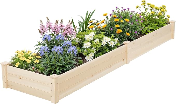 Incbruce 95x24x10 in Wooden Raised Garden Bed Planter Bolt Assembly Elevated Flower Bed Boxes Kit for Vegetable Flower Gardening Natural