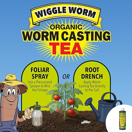 Fertilizer Combo Pack – 15lb Pure Worm Castings Fertilizer and Soil Amendment and 8oz Worm Casting Tea Concentrate for Indoor and Outdoor Gardening