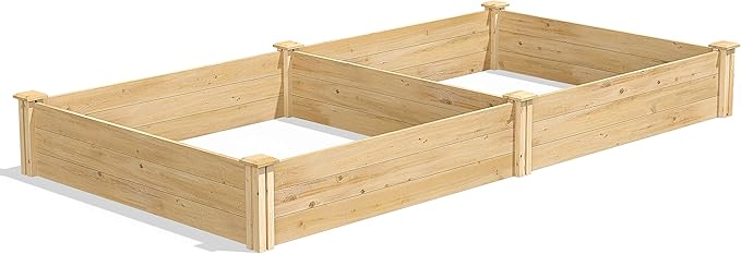 Greenes Fence Classic Cedar Raised Garden Bed 4' x 8' x 10.5 (1/2 Thick) (2-Pack) - Made in USA with North American Cedar