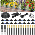 98 ft Drip Irrigation Kit 5/16 Tube Automatic Watering System with 30pcs 360° Adjustable Brass Nozzles Water Saving DIY for Garden Lawn Yard Greenhouse Plants