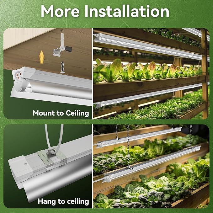 3FT Grow Lights for Indoor PlantsT8 5000K Full Spectrum Plant Light192W(6 x 32W) LED Grow Light Strips with Timer Aluminum Reflector LinkablePlant Growing Lamp Fixture for Greenhouse Indoor 6pcs
