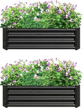 2 Pieces 4×2×1ft Raised Garden Planter Beds Outdoor Metal Planters Metal Flower Pool for Vegetables Herb Flowers Plants (Black)