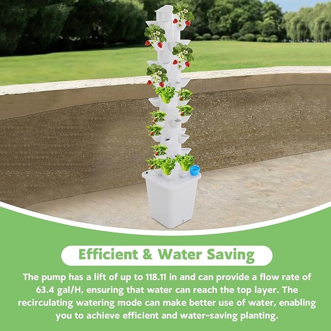 45-Plant Vertical Tower Garden System Indoor Hydroponic Growing Kit with Pump Funnel &amp Water Level Gauge Vertical Vegetable Planter for Herb Fruits