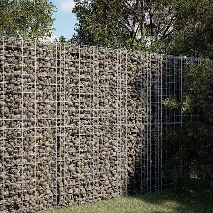 Gabion Basket with Cover 39.4x39.4x78.7 Galvanized Iron Raised Garden Bed Metal Planter Outdoor Garden Box for Landscaping Privacy Screens and Garden Decoration