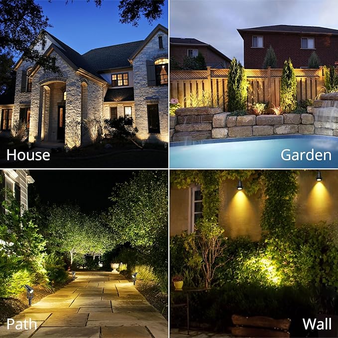 B-right Solar Spot Lights Outdoor 8 Modes IP65 Waterproof Solar Powered Garden Spotlights 4-in-1 Landscape Lighting Auto On/Off with Remote + 2 * 6.56ft Extension Cable IP65 Waterproof Extension Cord