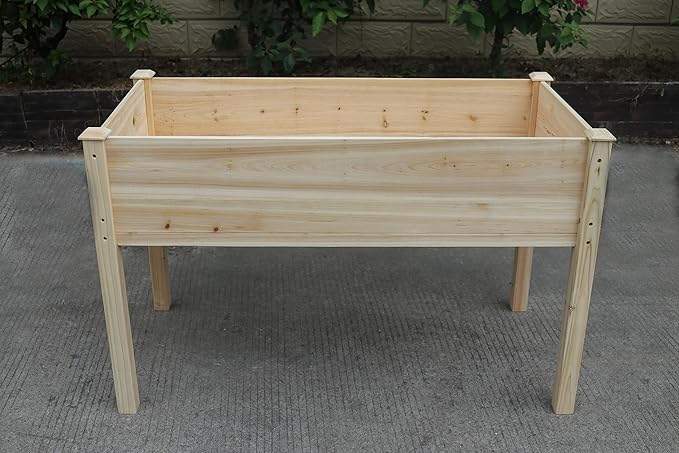BTExpert 4ft Wooden Raised Garden Bed with Legs 48x24x30in Elevated Planter Box Stand for Vegetable Flower Backyard Patio Balcony Large Wood Raised Beds Liner Outdoor - 30 in Height