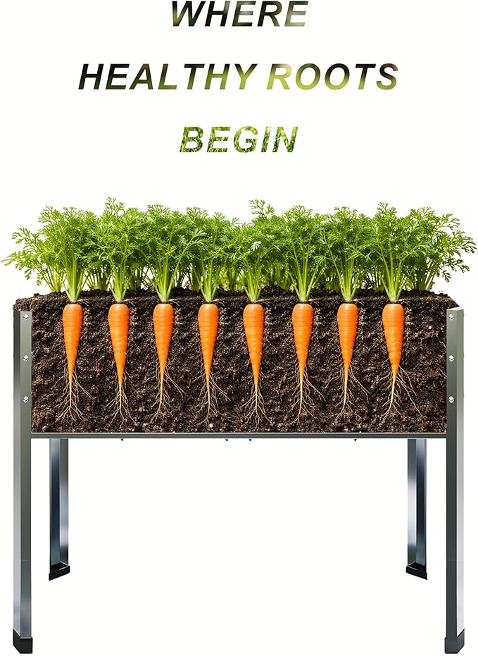 Galvanized Raised Garden Bed with Legs 2PCS 48x18x31.5 Inch Elevated Metal Planter Box 300lbs Capacity for Vegetables Flowers Herbs. Suitable for Garden Balcony Patio Backyard.