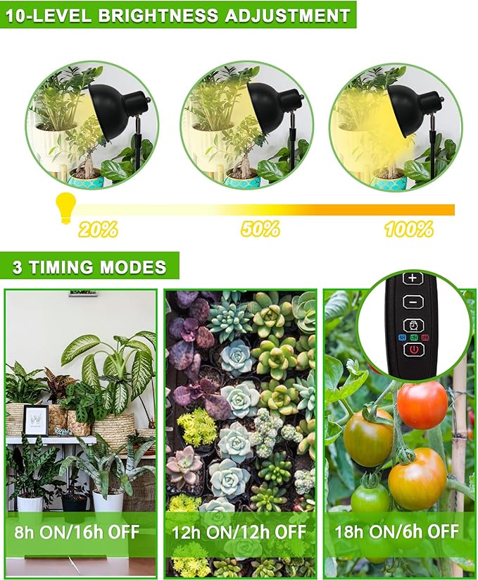 yadoker Plant Grow Light for Indoor Plant Aluminum LED Grow LightElevating Plant LampHeight AdjustableAutomatic Timer with 8/12/18Hours10-Level BrightnessIdeal for Large Plant Grow