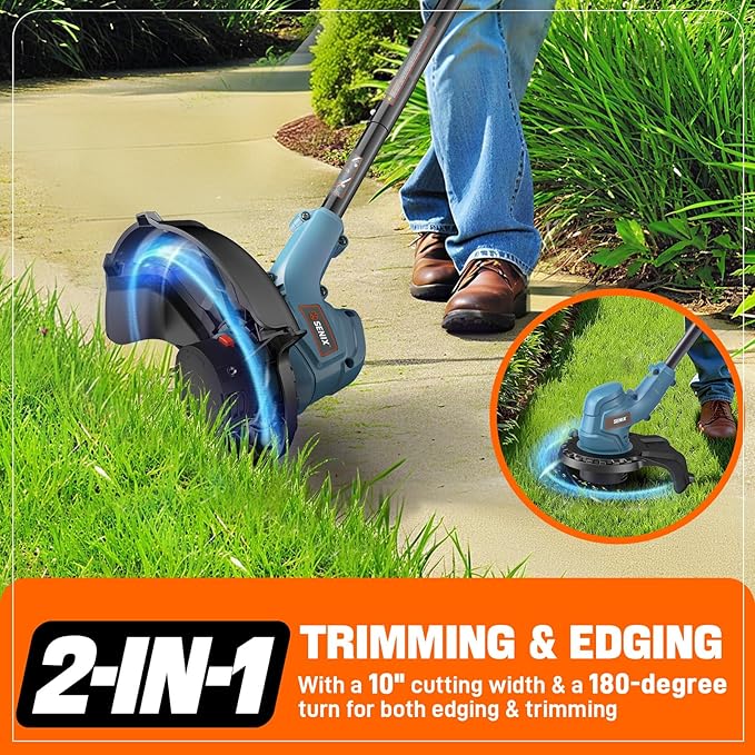 SENIX X2 20 Volt Max* 2-Piece Cordless Power Tool Combo Kit with Battery Powered 10-Inch String Trimmer and Variable Speed Leaf Blower Includes 4.0 Ah Battery &amp Charger (S2K2B1-03)