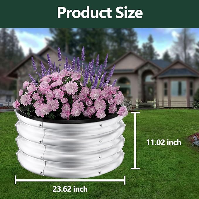 Galvanized Raised Garden Bed Outdoor 3 Pack 2x2x1Ft Metal Round Planter Box Heavy Duty Raised Beds for Vegetables Flowers Herbs Open Bottom Design Easy Assembly