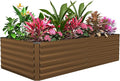 FOOWIN 8x4x2ft Galvanized Raised Garden Bed Planter Raised Garden Boxes Outdoor Large Metal Raised Beds for Gardening Garden Bed for Vegetables Flowers Herb478 Gallon Capacity Brown