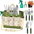 Gardening Tools SetOPPSIUE 9 Pcs Heavy Duty Stainless Steel Gardening Hand Tool Kit with Rubber Non-Slip Handlewith Shoulder Crossbody/Tote BagIdeal Gifts for Women and Men
